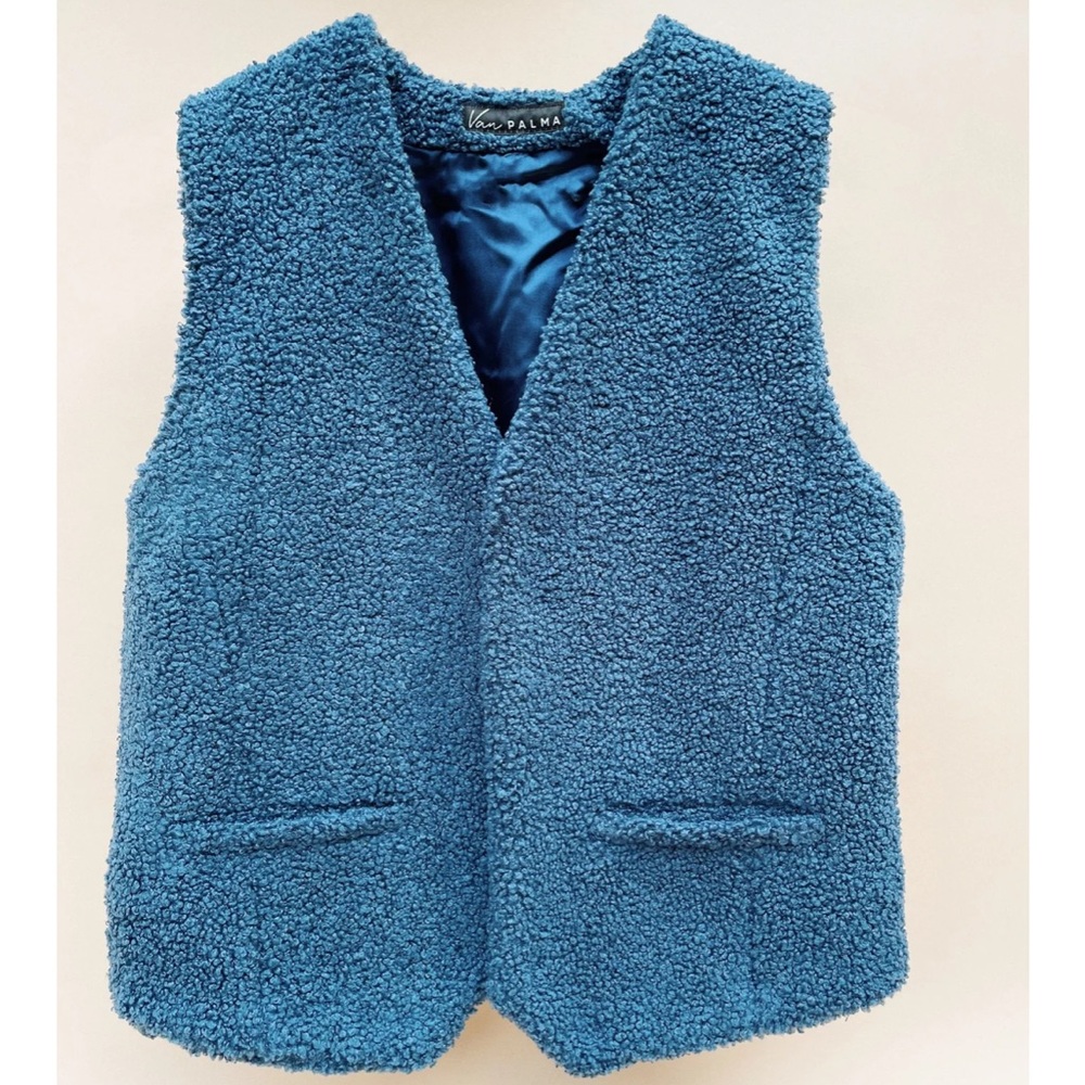 Van Palma NWT Alice Faux Sherpa Vest Blue Small